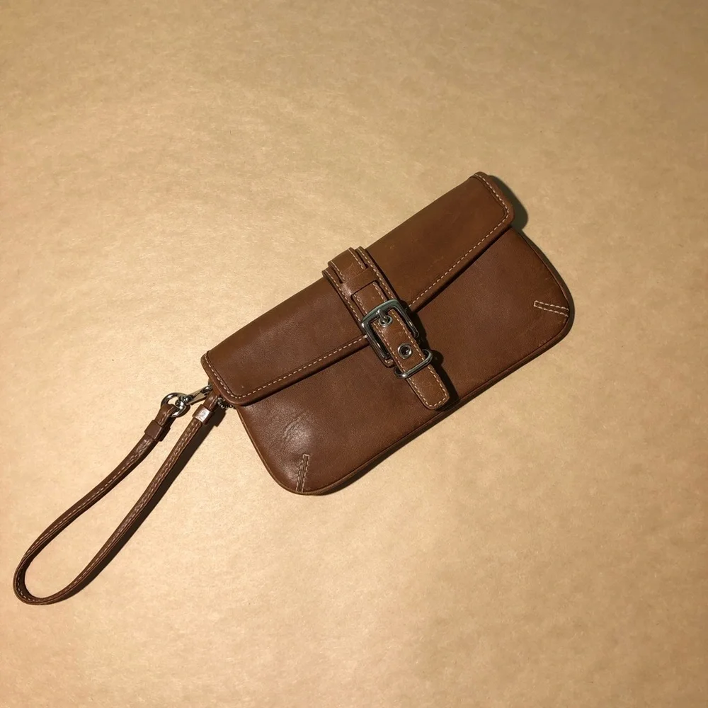 Vintage Coach Brown Leather Wristlet EUC